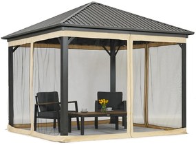 Metalen tuinhuis Sardinië 3x3 met muggengaas Garden Point beige