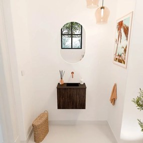 Mondiaz Joya 50cm toiletmeubel walnut met wastafel faye rechts zonder kraangat urban