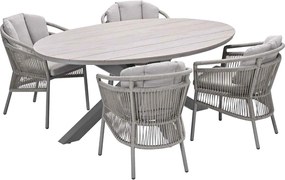 Garden Impressions Sorong tuinset 5-delig - Tulli tuintafel 180x115 cm - light teak vironwood