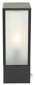 Staande buitenlamp zwart met ribbel glas 40 cm IP44 - Charlois