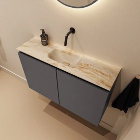 Mondiaz Ture DLux toiletmeubel 80cm dark grey met wastafel frappe midden zonder kraangat