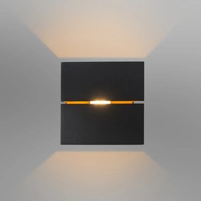 Set van 4 wandlampen zwart met goud 9,7 cm - Transfer Groove Design, Industriele / Industrie / Industrial, Modern G9 vierkant Binnenverlichting Lamp