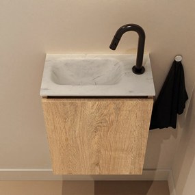 Mondiaz Ture DLux toiletmeubel 40cm washed oak met wastafel opalo links met kraangat