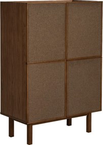 Walnoot Wandkast Met Stoffen Deuren - 80x40x120cm.