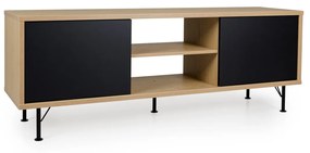 Tenzo Flow Tv-meubel Eiken Mat Zwart - 164x44x60cm.