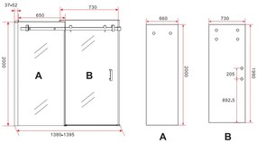 SaniGoods Falcon mat zwarte douchedeur schuifdeur 140x200cm