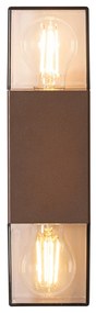 Buiten wandlamp roestbruin met smoke kap 2-lichts IP44 - Denmark