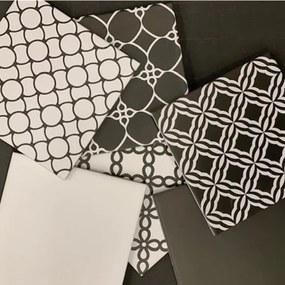 Terre d'Azur Penedes vloertegel met decor 20x20cm wit/zwart - per 25 stuks