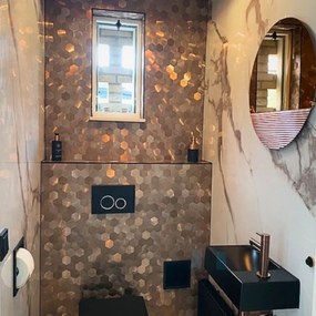 Zelfklevend Mozaïek Hexagon Brons Koper - 29.5 cm x 29.5 cm x 0.4 cm | 0.5 kg | Paneli zelfklevende steenstrips