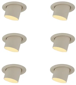 Set van 6 inbouwspots beige GU10 50mm rond draai- en kantelbaar - Installa Modern GU10 Scandinavisch Binnenverlichting Lamp