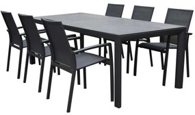 Malaga Angora dining tuinset 220x100x74,5 cm 7 delig aluminium