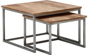 Goossens Salontafel Kay vierkant, hout mango bruin, urban industrieel, 65 x 42 x 65 cm