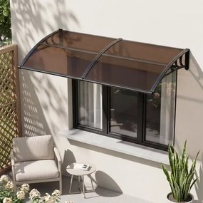 VEVOR Afdak voor Voordeur 965x1987 mm, Aanbouwluifel, Aanbouwluifel met Afwatering & ABS-beugel, Bescherming tegen Regen, Sneeuw & Zon, Polycarbonaat Deurafdekking voor Veranda & Terras, Bruin