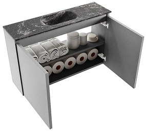 Mondiaz Ture DLux toiletmeubel 80cm plata met wastafel lava midden met kraangat