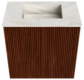 Mondiaz Joya DLux 40cm toiletmeubel ruby met wastafel faye midden zonder kraangat ostra