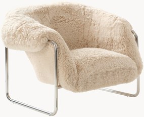 Fauteuil Mani van imitatiebont met stalen frame