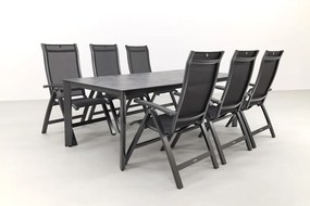 Kettler Altura/Edge verstelbare aluminium tuinset voor 6 personen 220x95 cm. - Antraciet