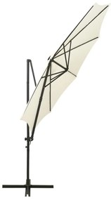 vidaXL Zweefparasol met paal en LED-verlichting 300 cm zandkleurig