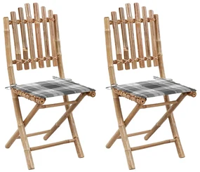 vidaXL Tuinstoelen 2 st inklapbaar met kussens bamboe