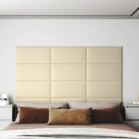 vidaXL Wandpanelen 12 st 2,16 m² 60x30 cm kunstleer crèmekleurig