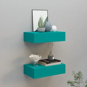 vidaXL Wandschappen 2 st met lade 40x23,5x10 cm MDF blauw