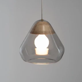 Hanglamp in glas en essenhoutØ30 cm, Nasoa