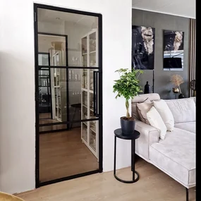Stalen Deur - Binnendeur Smartline Linksdraaiend Helder Glas 231,5x93 - Zwart - Incl. Kozijn