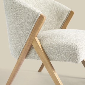 Beige Fauteuil Met Naturel Hout