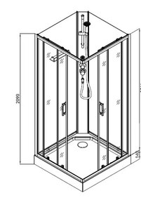 Badstuber Denver complete douchecabine vierkant 90x90x210cm zwart mat