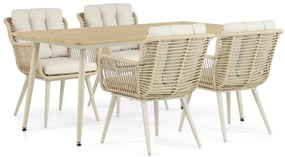 Tuinset 4 personen 180 cm Aluminium/wicker Taupe Coco Custa/Matale