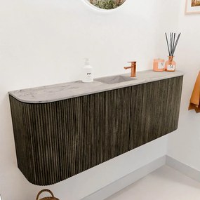 Mondiaz Joya DLux 115cm toiletmeubel ronding links/rechts shadow met wastafel faye midden 1 kraangat glace