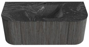 Mondiaz Kurve-dlux 110cm badmeubel ronding links/rechts shadow met 1 lade en 2 deuren en wastafel cloud midden 1 kraangat lava