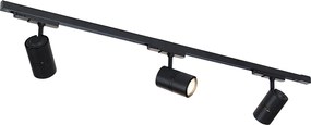 Modern 3-fase railsysteem met 3 spots zwart rechts - 3-Phase Ruler