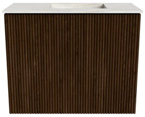 Mondiaz Joya DLux 50cm toiletmeubel walnut met wastafel faye rechts 1 kraangat ostra