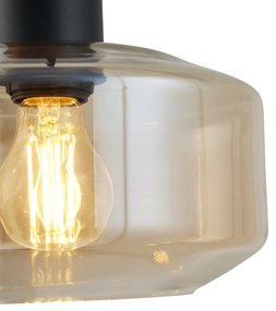 Moderne hanglamp zwart met amber glas 3-lichts - Sheena Modern E27 rond Binnenverlichting Lamp