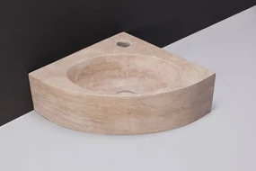 Forzalaqua Turino hoekfontein met kraangat 30x30cm travertin