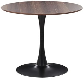 Eettafel donker hout kleur / zwart ⌀ 90 cm BOCA Beliani