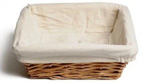Mandje met voering, gebroken wit, 24 x 24 x 8 cm