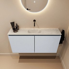 Mondiaz Ture DLux toiletmeubel 100cm clay met wastafel opalo midden zonder kraangat