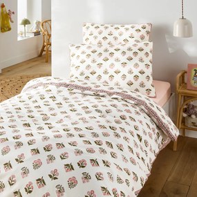 Kinderdekbedovertrek, gewassen katoen, bloemenprint, VANDI ECRU