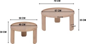 Ronde Salontafel Set Naturel - 70 X 70cm.