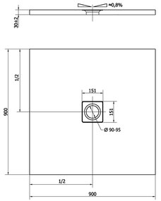 Polysan Flexia vierkante douchebak 90x90cm wit mat