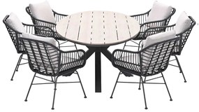Garden Impressions Lucas tuinset zwart 7-delig - Tulli tuintafel 220x115 cm