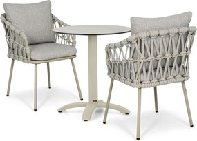Tuinset Ronde Tuintafel 2 personen 70 cm Rope Zand/Beige  Coco Oliva/Talao