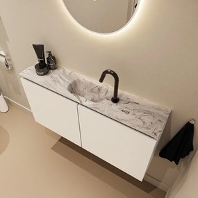 Mondiaz Ture DLux toiletmeubel 100cm talc met wastafel glace midden met kraangat