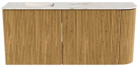 Mondiaz Joya DLux 90cm toiletmeubel ronding rechts oak met wastafel faye links 1 kraangat frappe