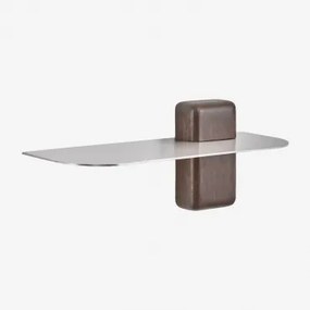 Serbian Roestvrijstalen Wandplank ↔︎ 45 Cm & Donker Handvat Hout - Sklum