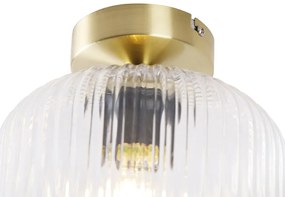 Art Deco plafondlamp messing met helder glas - Karel