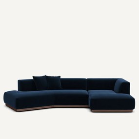 Rechter open hoekbank in fluweel, Jacopo