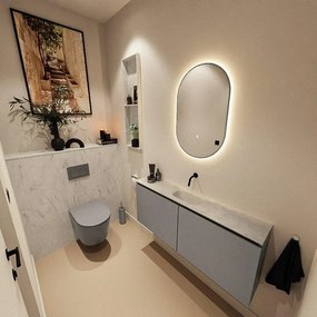 MONDIAZ TURE-DLUX Toiletmeubel - 120cm - Smoke - EDEN - wastafel Opalo - positie midden - Zonder kraangat TUREDX120SMOM0OPA